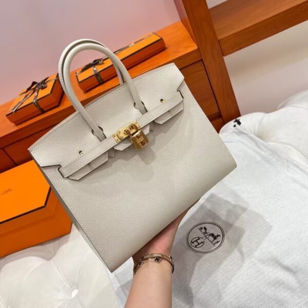 10 Craie Birkin 25CM Epsom Leather Gold Hardware Full Handmade