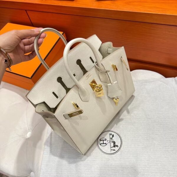 10 Craie Birkin 25CM Epsom Leather Gold Hardware Full Handmade