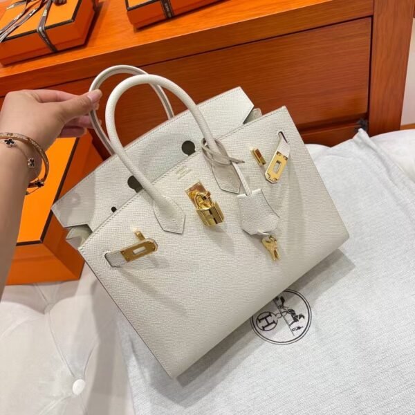 10 Craie Birkin 25CM Epsom Leather Gold Hardware Full Handmade