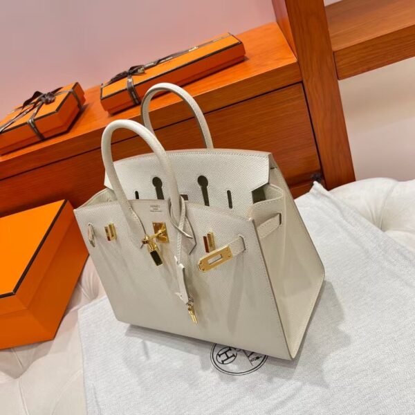 10 Craie Birkin 25CM Epsom Leather Gold Hardware Full Handmade