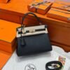 CK89 Black Kelly 25CM Togo Leather Gold Hardware Full Handmade