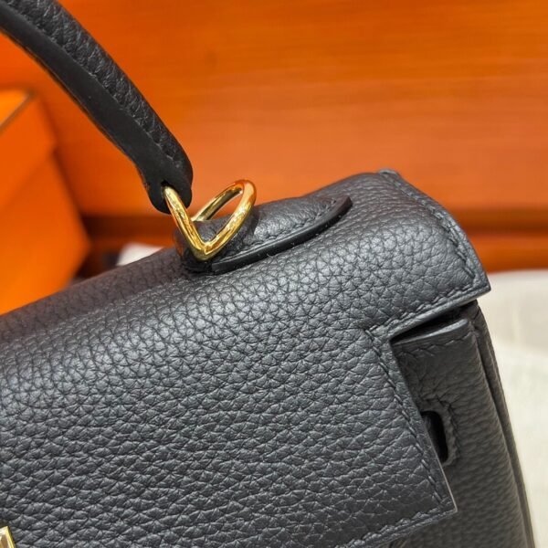 CK89 Black Kelly 25CM Togo Leather Gold Hardware Full Handmade