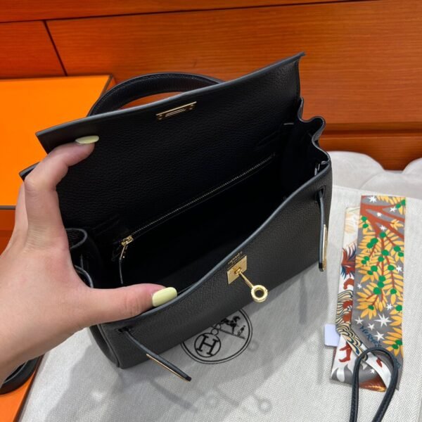 CK89 Black Kelly 25CM Togo Leather Gold Hardware Full Handmade