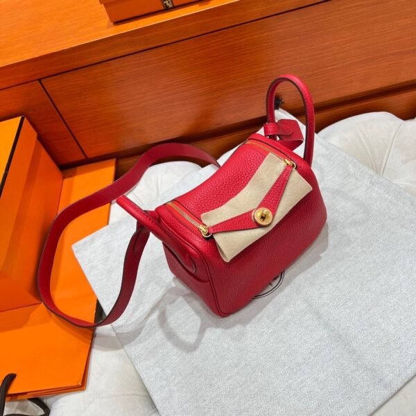 Q5 Rouge casaque Mini lindy Tc Leather Gold Hardware Full Handmade