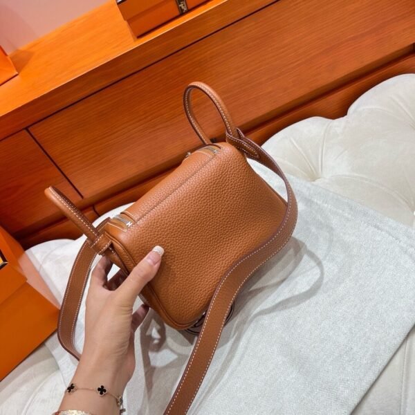 37 Gold Mini lindy 19cm Tc Leather Silver Hardware Full Handmade