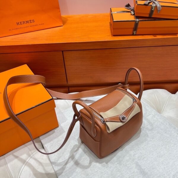 37 Gold Mini lindy 19cm Tc Leather Silver Hardware Full Handmade