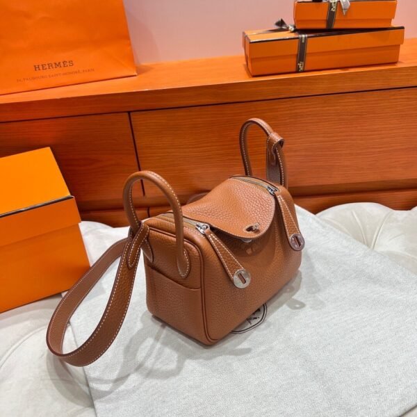 37 Gold Mini lindy 19cm Tc Leather Silver Hardware Full Handmade