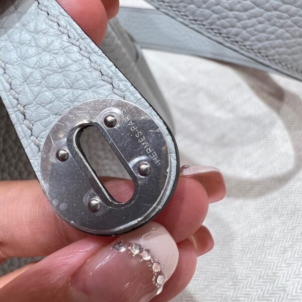 08 Blue pale Mini lindy 19cm Tc Leather Silver Hardware Full Handmade