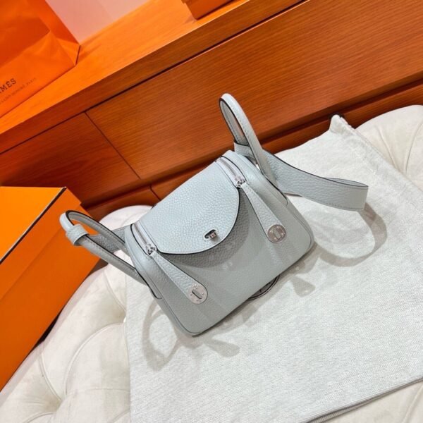 08 Blue pale Mini lindy 19cm Tc Leather Silver Hardware Full Handmade