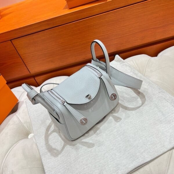 08 Blue pale Mini lindy 19cm Tc Leather Silver Hardware Full Handmade
