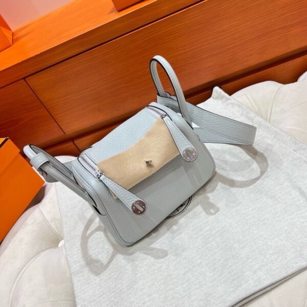 08 Blue pale Mini lindy 19cm Tc Leather Silver Hardware Full Handmade