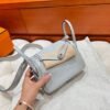 08 Blue pale Mini lindy 19cm Tc Leather Silver Hardware Full Handmade