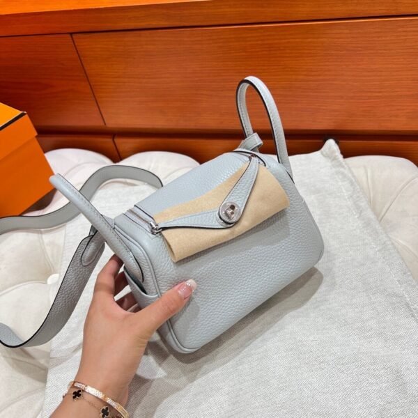 08 Blue pale Mini lindy 19cm Tc Leather Silver Hardware Full Handmade