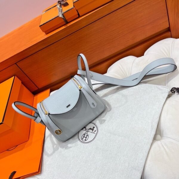 08 Blue pale Mini lindy 19cm Tc Leather Gold Hardware Full Handmade