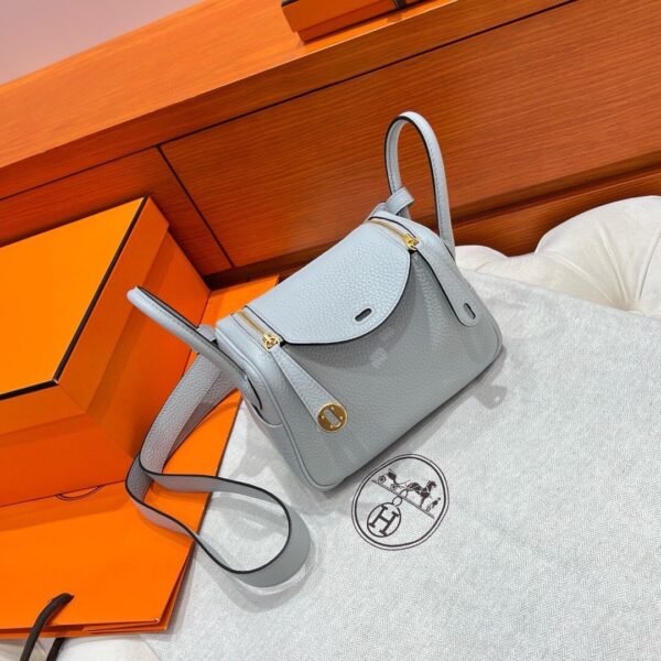 08 Blue pale Mini lindy 19cm Tc Leather Gold Hardware Full Handmade