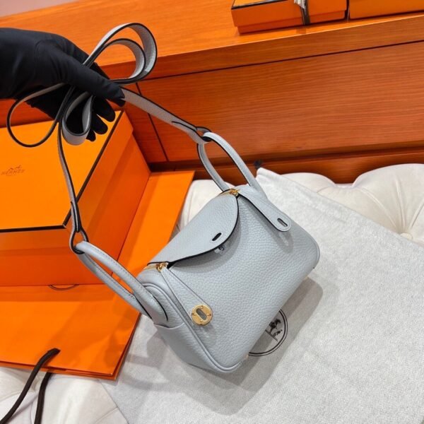 08 Blue pale Mini lindy 19cm Tc Leather Gold Hardware Full Handmade