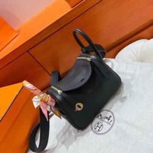 Ck89 Nior/Black Mini lindy 19cm Tc Leather Gold Hardware Full Handmade