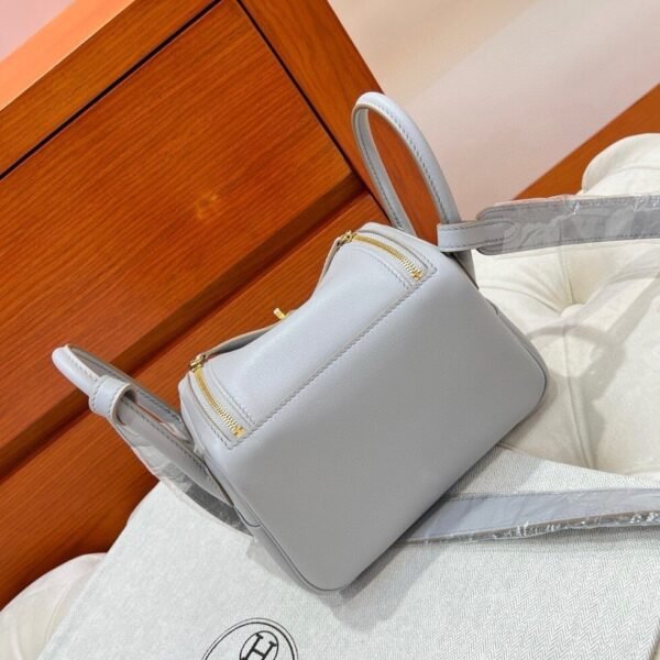 80 Pearl Gray Mini lindy 19cm Swift Leather Gold Hardware Full Handmade