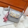 80 Pearl Gray Mini lindy 19cm Swift Leather Gold Hardware Full Handmade