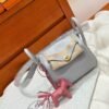 80 Pearl Gray Mini lindy 19cm Swift Leather Gold Hardware Full Handmade