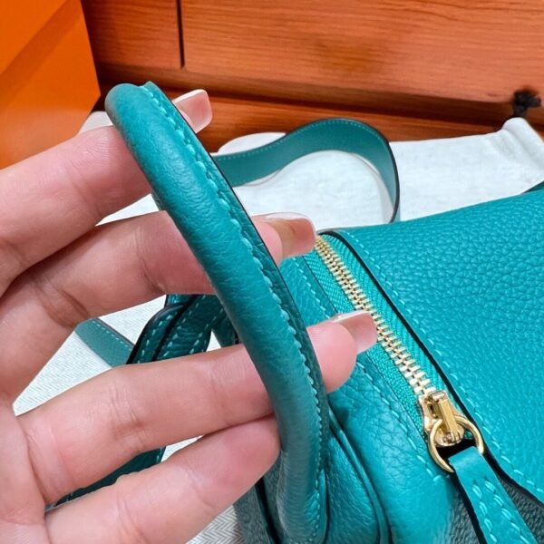 7F Blue paon Mini lindy 19cm Tc Leather Gold Hardware Full Handmade