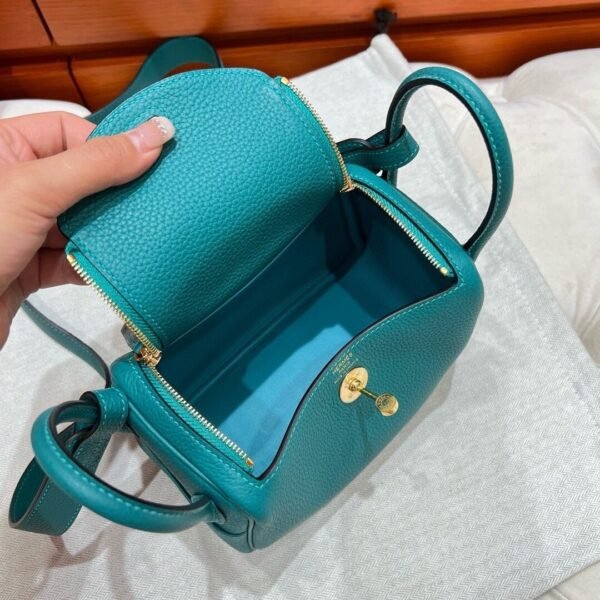 7F Blue paon Mini lindy 19cm Tc Leather Gold Hardware Full Handmade