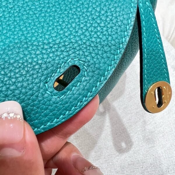 7F Blue paon Mini lindy 19cm Tc Leather Gold Hardware Full Handmade