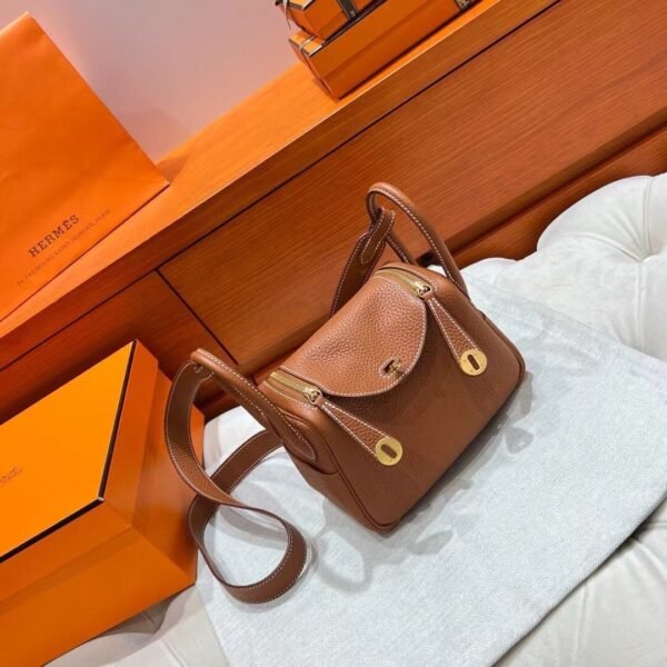 37 Gold Mini lindy 19cm Tc Leather Gold Hardware Full Handmade