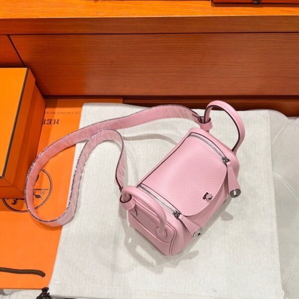3Q Rose Sakura Mini Lindy 19CM Tc Leather Silver Hardware Full Handmade