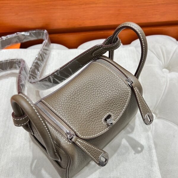 18 Etoupe Mini Lindy 19cm Tc Leather Silver Hardware Full Handmade