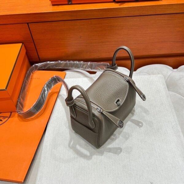 18 Etoupe Mini Lindy 19cm Tc Leather Silver Hardware Full Handmade