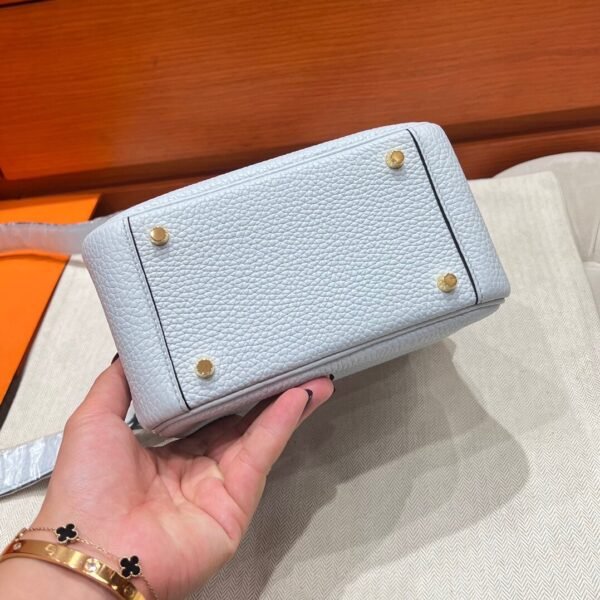 T0 Blue Brume Mini Lindy 19CM Tc Leather Gold Hardware Full Handmade