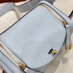 T0 Blue Brume Mini Lindy 19CM Tc Leather Gold Hardware Full Handmade