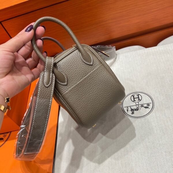 18 Etoupe Mini Lindy 19CM Tc Leather Gold Hardware Full Handmade
