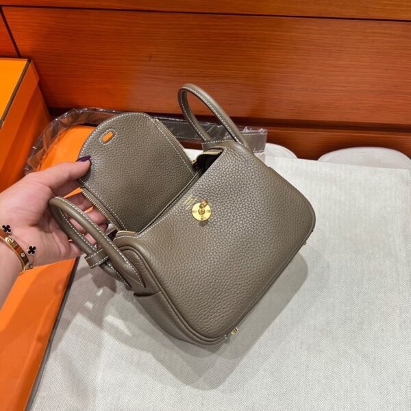 18 Etoupe Mini Lindy 19CM Tc Leather Gold Hardware Full Handmade