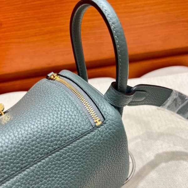 63 Vert amande Mini Lindy 19cm Tc Leather Gold Hardware Full Handmade
