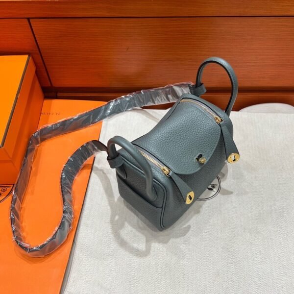63 Vert amande Mini Lindy 19cm Tc Leather Gold Hardware Full Handmade