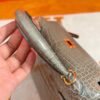 CK81 Gris Tourterelle Kelly 25CM Shiny Alligator Crocodile Leather Gold Hardware Full Handmade