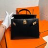 CK89 Black Kelly 28CM Box Leather Gold Hardware Full Handmade