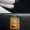 CK89 Black Kelly 28CM Box Leather Gold Hardware Full Handmade