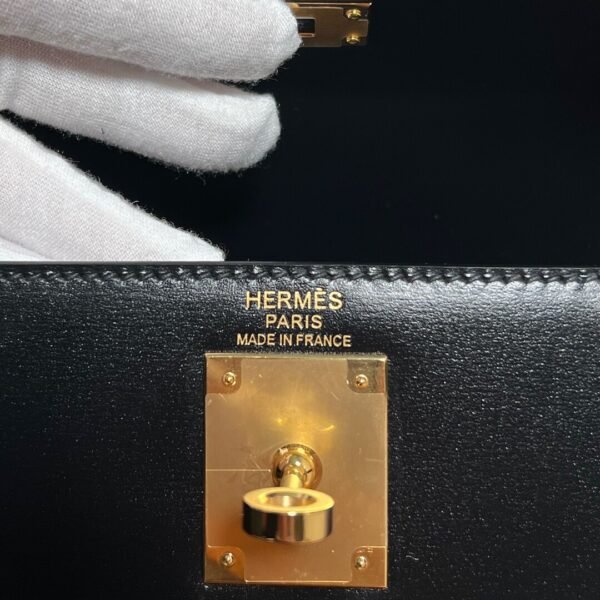 CK89 Black Kelly 28CM Box Leather Gold Hardware Full Handmade