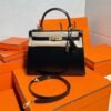 CK89 Black Kelly 28CM Box Leather Gold Hardware Full Handmade