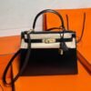 CK89 Black Kelly 28CM Box Leather Gold Hardware Full Handmade