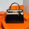 CK89 Black Kelly 28CM Box Leather Gold Hardware Full Handmade