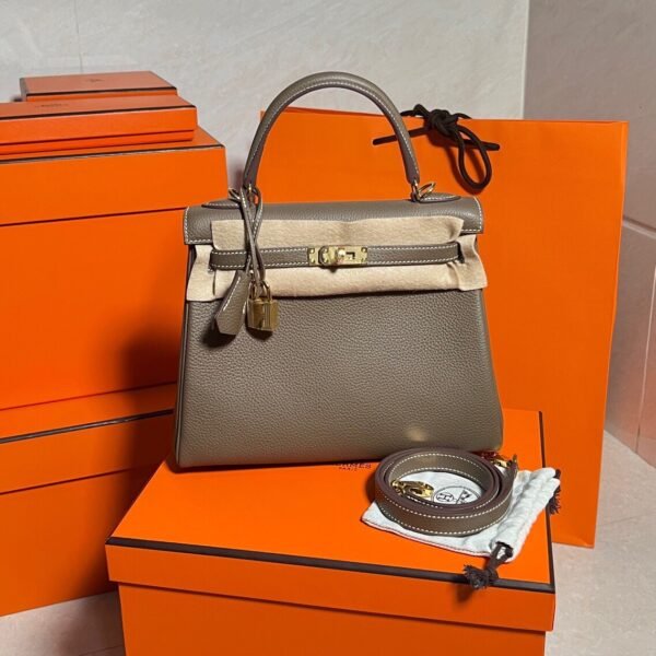 CK18 Etoupe Kelly 25CM Togo Leather Gold Hardware Full Handmade