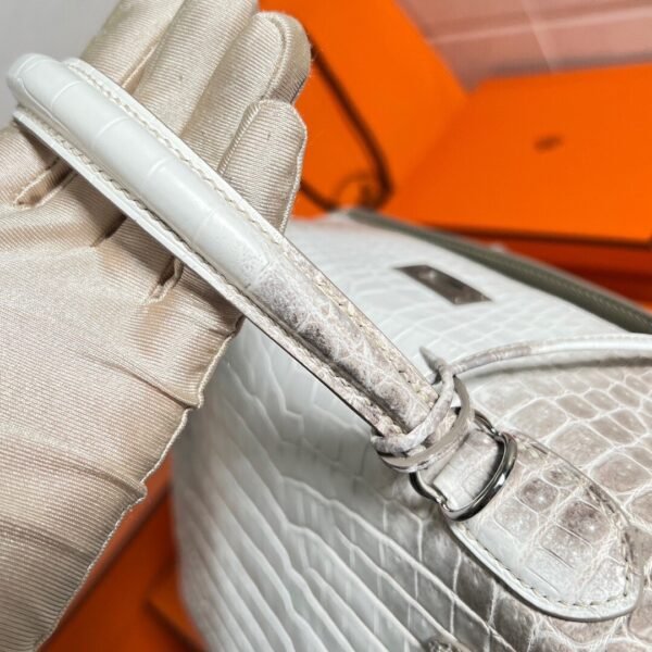 01 Himalanay Kelly 28CM Crocodile Leather Silver Hardware Full Handmade