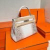 01 Himalanay Kelly 28CM Crocodile Leather Silver Hardware Full Handmade