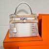 01 Himalanay Kelly 28CM Crocodile Leather Silver Hardware Full Handmade