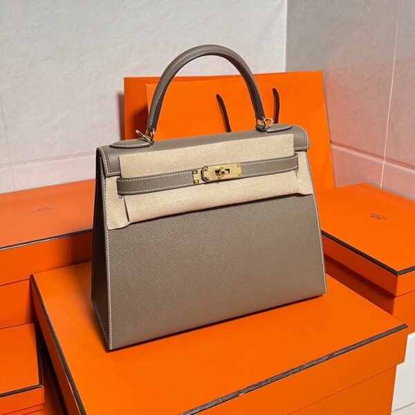 Kelly 28CM Epsom Leather CK18 Etoupe Gold Hardware Full Handmade