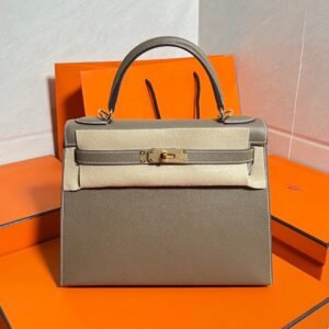 Kelly 28CM Epsom Leather CK18 Etoupe Gold Hardware Full Handmade